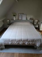 Steigerhout Bed whitewash met lattenbodems 180x210 cm, Huis en Inrichting, Slaapkamer | Bedden, Ophalen, Steigerhout, Tweepersoons