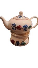 Boerenbont theepot plus theelicht, Overige typen, Ophalen of Verzenden, Zo goed als nieuw, Aardewerk
