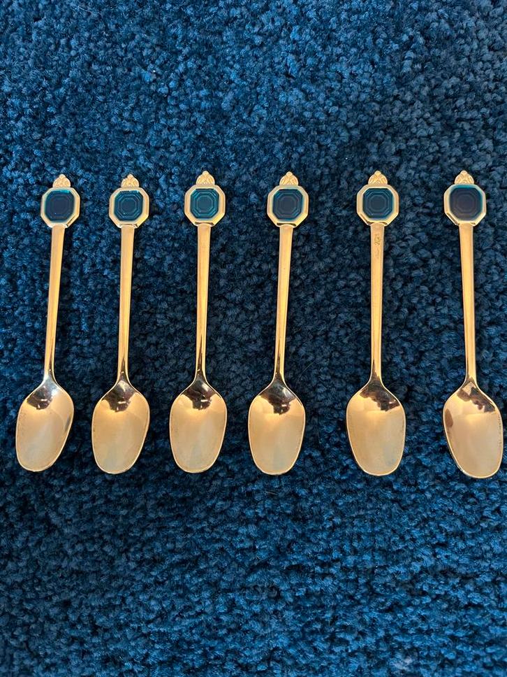 6 Japanse goudkleurige lepeltjes in doosje, Antiek en Kunst, Antiek | Bestek, Ophalen of Verzenden