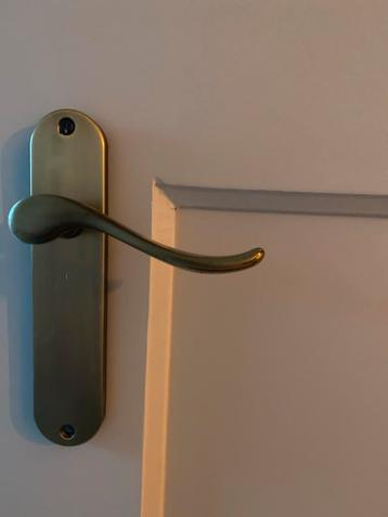 5 Messing Deurklinken met Platen - 19x4 cm beschikbaar voor biedingen