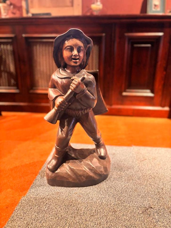 Antiek Handgesneden Houten beeld Rattenvanger van Hamelen, Antiek en Kunst, Kunst | Beelden en Houtsnijwerken, Ophalen