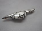 Zilveren modernist broche nr.066, Sieraden, Tassen en Uiterlijk, Broches, 4 tot 7 cm, Verzenden, Zo goed als nieuw, Zilver