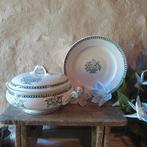 terrine +bord op lage voet St Amand petrol decor, Ophalen of Verzenden