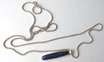 925 zilveren set grote Lapis Lazuli hanger lange ketting, Sieraden, Tassen en Uiterlijk, Antieke sieraden, Ophalen, Zilver, Ketting