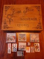 Vintage art nouveau, jugendstil houten kist met spellen, Antiek en Kunst, Ophalen of Verzenden