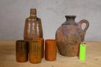 aardewerk kruik fles en bekers  antiek oud, Antiek en Kunst, Antiek | Keramiek en Aardewerk, Ophalen of Verzenden