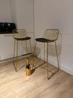 Barkruk - goud, Ophalen, Zo goed als nieuw, Leer, 90 cm of meer