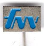 FNV blauw op zilverkleurig vakbond speldje ( P_094 ), Verzamelen, Verzenden, Zo goed als nieuw, Merk, Speldje of Pin