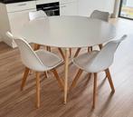 Ronde eettafel Ø120 cm met 4 stoelen – Zeer goede staat, Huis en Inrichting, Tafels | Eettafels, Ophalen, 100 tot 150 cm, Rond