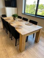 Massief eiken eettafel tafel 240x99x76 (met gratis stoelen), Ophalen, Eikenhout, 200 cm of meer, 50 tot 100 cm