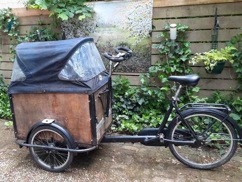 Bakfiets met huif (staat in Zuidlaren), Fietsen en Brommers, Fietsen | Bakfietsen, Gebruikt, Overige merken, Goederen, Huif, Ophalen
