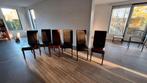 6 Eethoekstoelen Leer/Hout - Bruin & Zwart, Huis en Inrichting, Stoelen, Gebruikt, Bruin, Leer, Ophalen of Verzenden