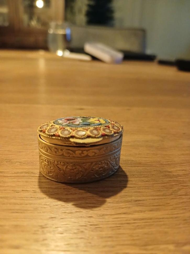 Antiek Pillendoosje met Mozaïek, Antiek en Kunst, Antiek | Goud en Zilver, Ophalen of Verzenden