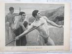 1898, M. Krusemark: Speerwerfer, or. gravure, 32x23cm., mooi, Antiek en Kunst, Kunst | Etsen en Gravures, Ophalen of Verzenden