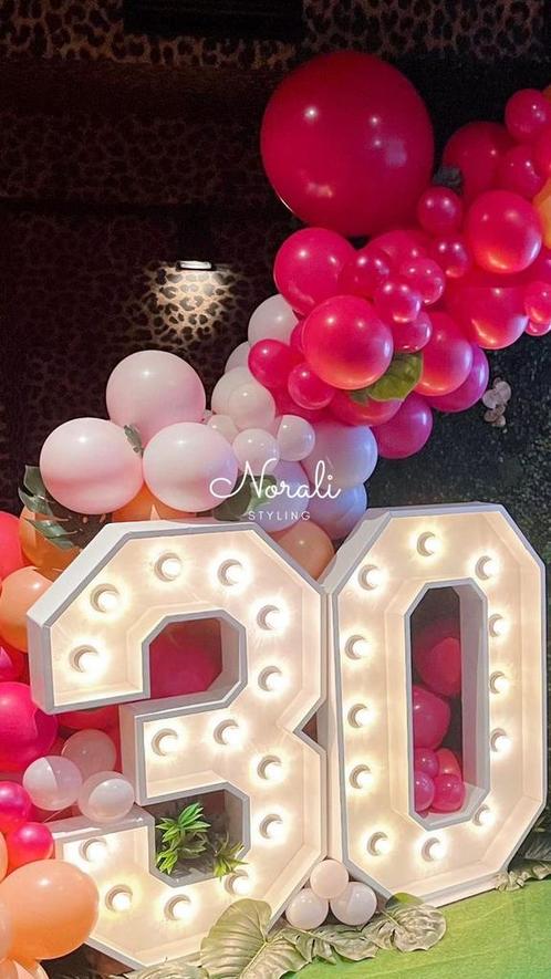 Lichtletters - licht cijfers - verjaardag cijfers - decor, Hobby en Vrije tijd, Feestartikelen | Verhuur, Zo goed als nieuw, Verjaardag