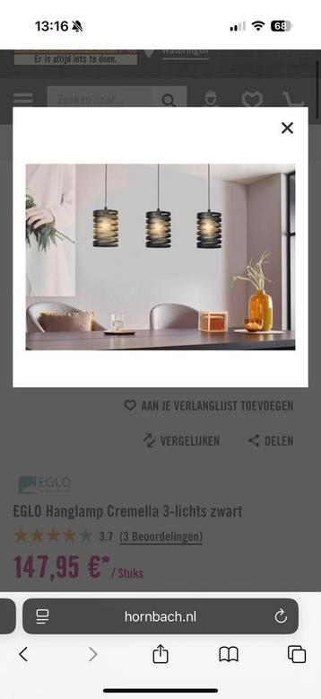 Hanglamp eglo cremella 3 lampen beschikbaar voor biedingen
