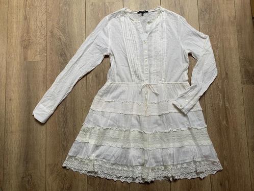 Nikkie jurk kant stroken wit beige 32 = XS, Kleding | Dames, Jurken, Zo goed als nieuw, Maat 34 (XS) of kleiner, Wit, Boven de knie