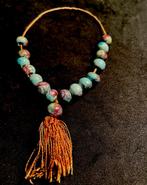 Antieke Mala Armband Rozenmotief, Overige materialen, Gebruikt, Blauw, Ophalen of Verzenden
