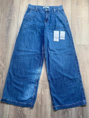Zara jeans spijkerbroek wijdt met bandplooi blauw 34 = XS beschikbaar voor biedingen