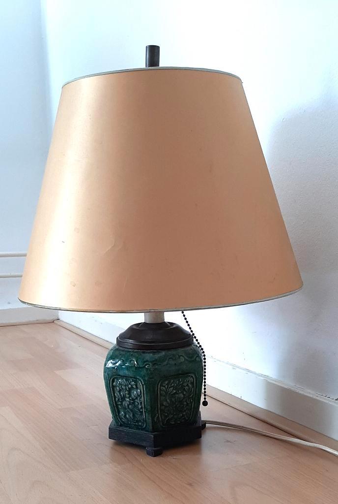 Chinese gemberpot lamp, Huis en Inrichting, Lampen | Tafellampen, Gebruikt, Minder dan 50 cm, Metaal, Stof, Ophalen