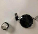 Stainless steel setje met onyx, Ophalen of Verzenden, Zo goed als nieuw, Zilver, Overige materialen