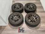 Japan Racing JR11 Bronze 4x100/108 15inch + Advan Fleva V701, Auto-onderdelen, Banden en Velgen, Ophalen, Gebruikt, 15 inch, Banden en Velgen
