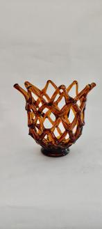 roestbruine Italiaanse MURANO GRID VAAS - WD014, Ophalen of Verzenden