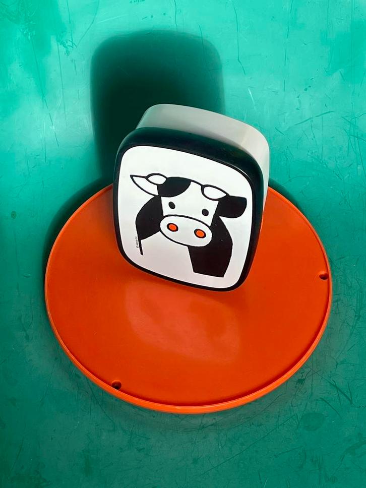 Retro broodtrommel koe oranje zwart kunststof Rosti Mepal, Huis en Inrichting, Keuken | Keukenbenodigdheden, Gebruikt, Ophalen of Verzenden