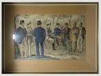 Prent in lijst, mannen in formele kleding uit late 19e eeuw, Gebruikt, Verzenden, Voor 1940, Prent
