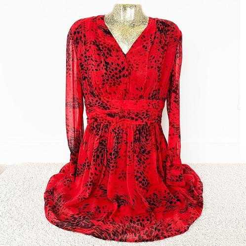 Schitterende Balmain Jurk - 97 100% Zijde (Maat 44) €125,-, Kleding | Dames, Jurken, Zo goed als nieuw, Maat 42/44 (L), Rood, Boven de knie