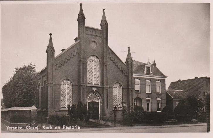 YERSEKE Geref. Kerk en Pastorie, Verzamelen, Ansichtkaarten | Nederland, Ongelopen, Zeeland, 1940 tot 1960, Verzenden