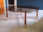Vintage design salontafel met smokey glass, Huis en Inrichting, Ophalen, Gebruikt, Rond, Minder dan 50 cm