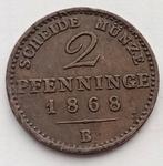 2 Pfenninge 1868B Pruissen Oude Antieke Munt Duitsland, Ophalen of Verzenden, Duitsland
