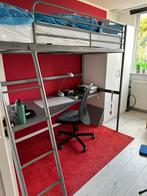 Ikea stalen hoogslaperbed met bureau, Huis en Inrichting, Slaapkamer | Stapelbedden en Hoogslapers, Ophalen, Gebruikt, Hoogslaper