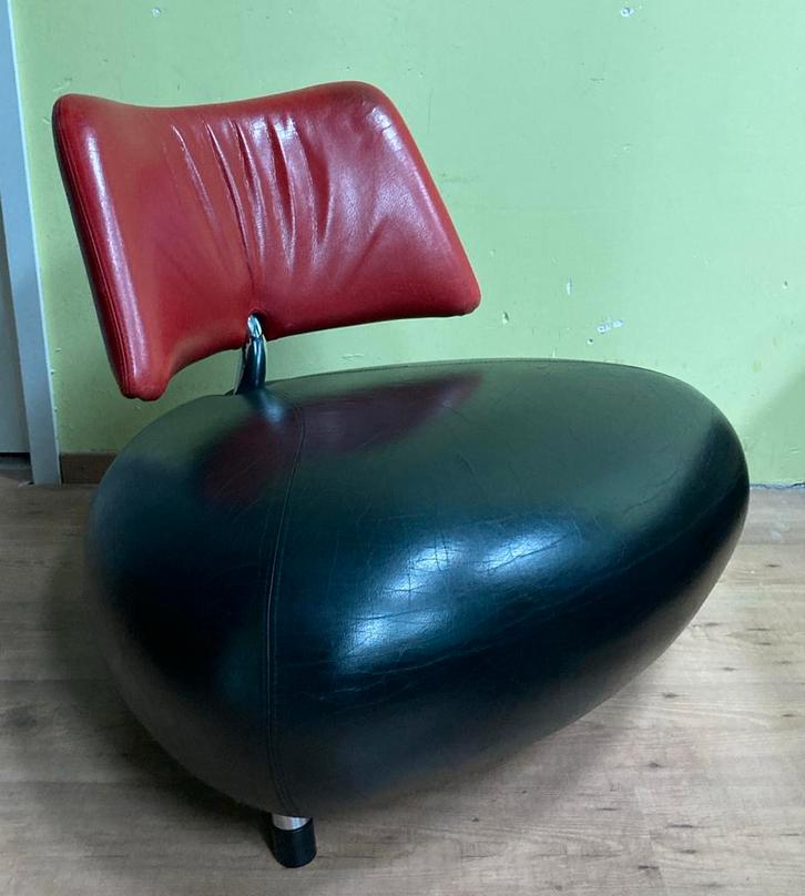 Leolux Pallone Stoel - Rood & Zwart Leer, Antiek en Kunst, Antiek | Meubels | Stoelen en Banken, Ophalen