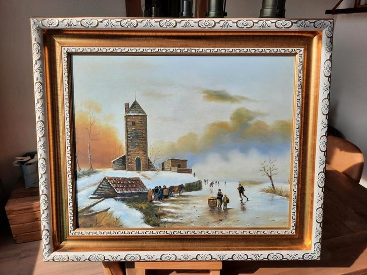 Hollands Wintergezicht, Antiek en Kunst, Kunst | Schilderijen | Klassiek, Ophalen of Verzenden