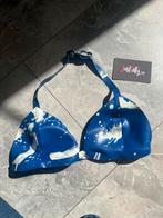 Latex triangle top blauw en wit, Kleding | Dames, Verzenden, Blauw, BH