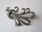 Mooie antieke A825 zilver broche met marcasiet , Verzenden, Zo goed als nieuw, Zilver, Zilver