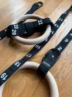 Wooden gymnastics rings with carabiners and numbered straps, Ophalen of Verzenden, Nieuw, Benen, Oprekstang