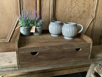 NIEUW teak houten koffie thee bak houder met lade beschikbaar voor biedingen