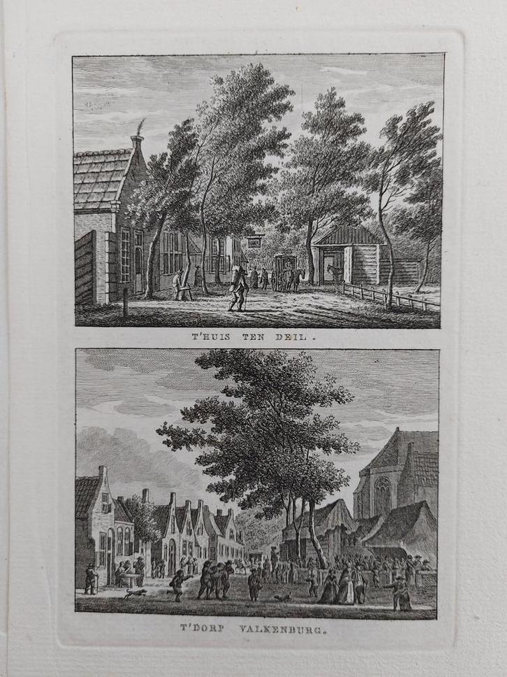 133-134 / Huis ten Deil + Valkenburg Gravure J. Bulthuis, Antiek en Kunst, Kunst | Etsen en Gravures, Ophalen of Verzenden