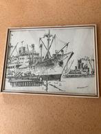 Houtskool Artist Impression Schip Frans Naerebout 1915-1988, Ophalen