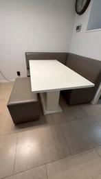 Complete Eethoek met Hoogglans Tafel & Banken, Huis en Inrichting, Tafels | Eettafels, Ophalen of Verzenden, Gebruikt, 50 tot 100 cm