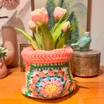 Gehaakte bloempot hoes overpot bloempot sleeve gehaakt, Overige materialen, Binnen, Ophalen of Verzenden, Zo goed als nieuw
