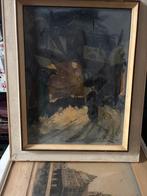 Oude Schilderij - Nachtelijk Straatbeeld, Antiek en Kunst, Kunst | Schilderijen | Klassiek, Ophalen