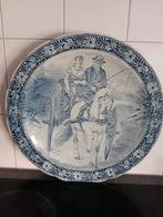 Delfts Blauw Wandbord, 40cm, met Koets, Antiek en Kunst, Ophalen
