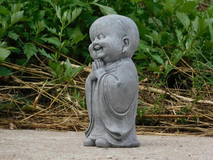 Vrolijke Monnik - vol steen - grijs, Tuin en Terras, Tuinbeelden, Overige typen, Steen, Ophalen of Verzenden