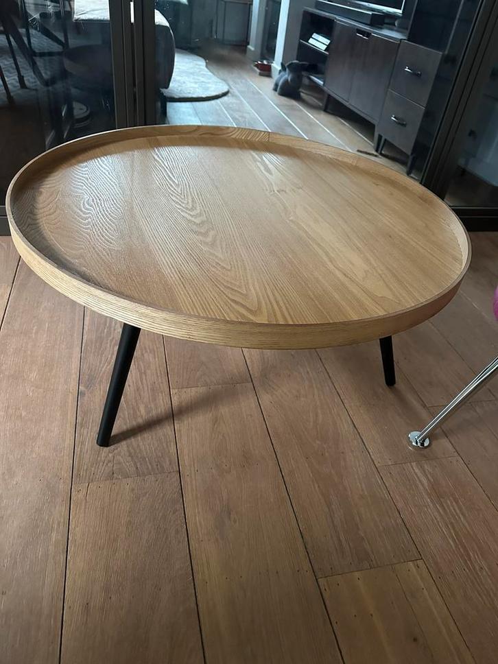 Mooie driepoot houten kuip tafel Karwei, Huis en Inrichting, Tafels | Salontafels, Zo goed als nieuw, Minder dan 50 cm, 50 tot 100 cm