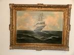 Schilderij van een zeilschip op zee, Antiek en Kunst, Kunst | Schilderijen | Klassiek, Ophalen