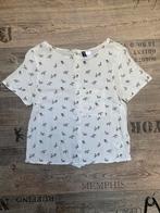 Witte blouse met vogels en korte mouwen H&M, H&M, Verzenden, Wit, Zo goed als nieuw
